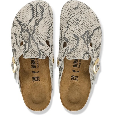 Birkenstock чехли сабо дамски от велур Boston Rivet Logo Suede Leather Snake (1033086.)