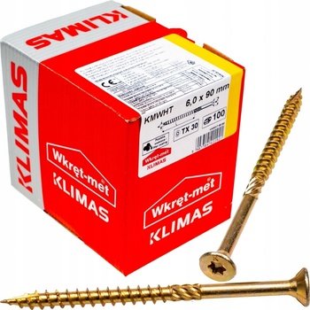 Klimas Wkret-Met TX 6x90mm - 100 ks - Skrutky / Vruty do dreva so zapustenou hlavou, WKCS