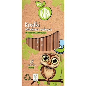 Astra Комплект моливи, Astra, Цветни и кръгли от кедрово дърво, 12 цвята (AS312022050)