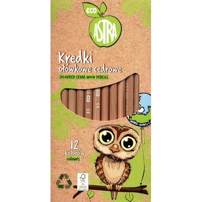 Astra Комплект моливи, Astra, Цветни и кръгли от кедрово дърво, 12 цвята (AS312022050)