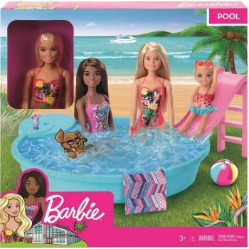 Barbie blondínka a bazén so šmykľavkou