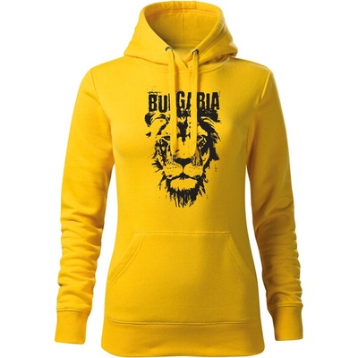 DRAGOWA дамски суитшърт с качулка български лъв, жълт (37268)