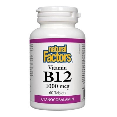 Natural Factors Vitamin B12 / Витамин В12 (цианокобаламин) 1000 mcg, 60 таблетки (REV 1245 NF)