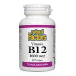 Natural Factors Vitamin B12/ Витамин В12 (цианокобаламин) 1000 mcg х 60 таблетки Natural Factors, (1245 NF)