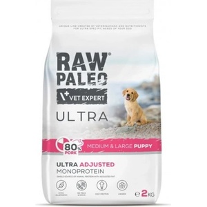 VetExpert Raw Paleo Ultra Pork Puppy Medium Large - висококачествена монопротеинова храна за подрастващи кучета от средни и големи породи със свинско месо, без зърнo и грах, 750 гр, Vet Expert - Полша