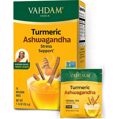 VAHDAM Turmeric Ashwagandha 18 sáčků bylinný čaj 32,4 g