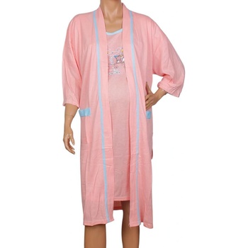 Комплект за бременни в цвят пудра халат и нощница