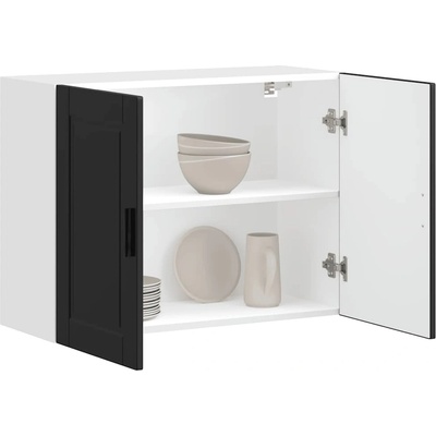 vidaXL Кухненски стенен шкаф Porto, черен, инженерно дърво (854068)