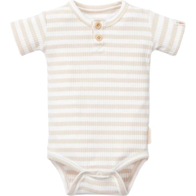 Little Dutch Бебешко боди с къс ръкав Little Dutch - На райета, Sand/White, 68 cm, 4-6 м (CL24220011)