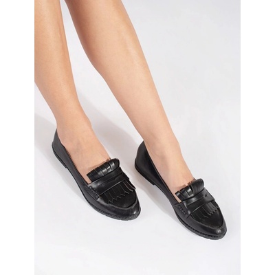 Pohodlné mokasíny černé dámské bez podpatku