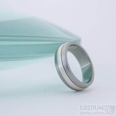 Duori Klasik silver Snubní prsten z nerezové oceli a stříbra SK2333