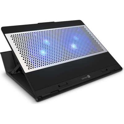 CONNECT IT FrostBlast chladiaca podložka pod notebook s modrým podsvietením, ČIERNA