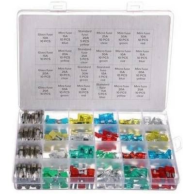 Sada nožových a skleněných automobilových pojistek MECHANIC FUSE SET 215 SIXTOL