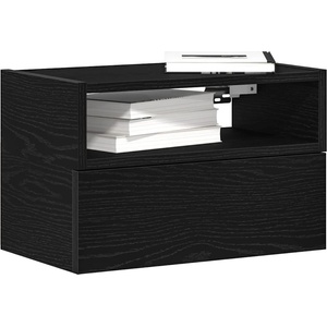 vidaXL Нощно шкафче за стенен монтаж, черно, 45x26x28, 5 см (858598)