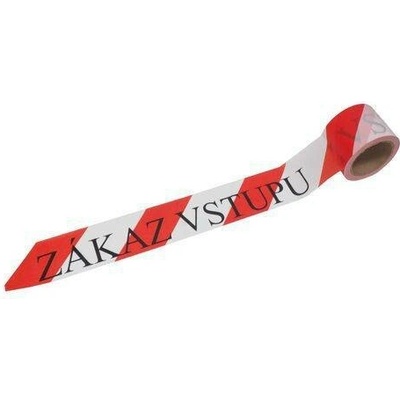 TOPTRADE páska výstražná, nelepicí, "Zákaz vstupu", červeno – bílá, 75 mm x 100 m