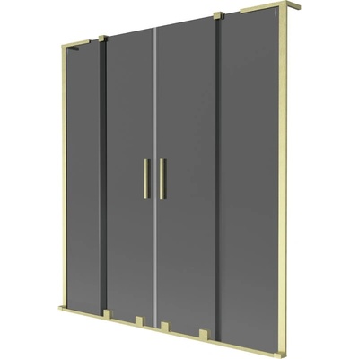Mexen Velar L Duo преграда за вана, 2-крилна плъзгаща се 160 x 150 см, графит, златисто четкан - 896-160-003-42-55 (896-160-003-42-55)