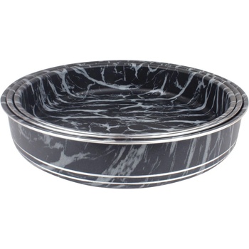 Image 1 of Elekom Кръгли тави комплект - 3 бр. ek-28-30-32, Черно бял мрамор, Незалепващо покритие (ek-28-30-32)