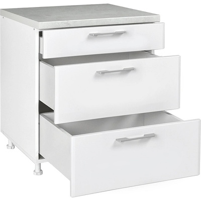 Matis Кухненски шкаф долен с три чекмеджета in mdf d80 3f бял гланц