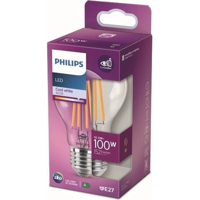 Philips LED žiarovka 1x10,5W E27 1521lm 4000K studená biela, číra, EyeComfort