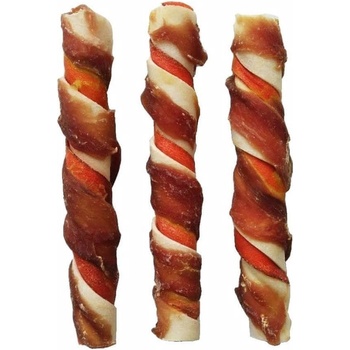 JUKO Snacks Tyč byvolí krútená 2 farebná obalená kačacím mäsom 12,5 cm 20 ks