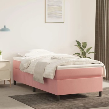 vidaXL Боксспринг легло с матрак, розово, 100x200 см, кадифе (3144668)
