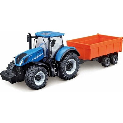 Bburago Farmland New Holland T7.315 HD s vyklápěcím přívěsem 10 cm