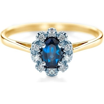 Savicki Zásnubný prsteň zlatý modrý zafír 519