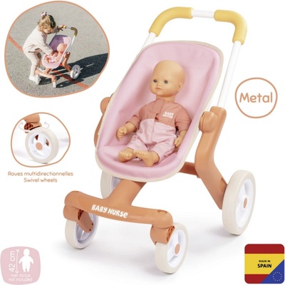 Smoby s otočnými kolečky Violette Baby Nurse 54 cm rukojeť