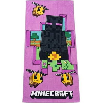 Carbotex osuška Minecraft Enderman a včelky 70 x 140 cm