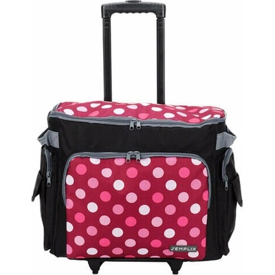 Pojízdná taška na šicí stroj SEMPLIX - růžová Polka
