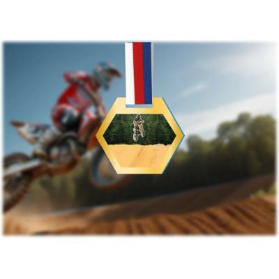 Akrylátová medaile Motokros Stříbrná