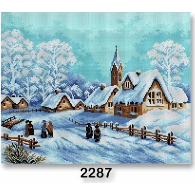 Předloha vyšívací 40 x 50 cm 2287 vesnice v zimě – Zboží Mobilmania