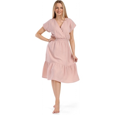 Moniel letní těhotenské a kojicí mušelínové šaty Pink