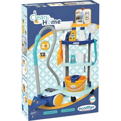 Ecoiffier Детски игрален комплект Ecoiffier Clean Home - Прахосмукачка и помощна количка (2774)