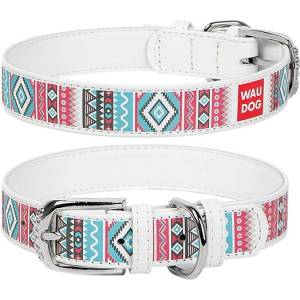 COLLAR Кожен нашийник WAUDOG Ethno - бял 1, 5 см x 27 - 36 см
