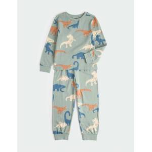 Marks & Spencer Пижама от чист памук със динозавър мотив (1-16 години) Marks & Spencer зелен Marks & Spencer | Zelen | Момчешки | 2-3 години