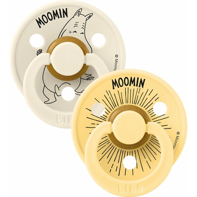 Bibs x Moomin Colour Dudlíky z přírodního kaučuku 2ks Moomintroll Ivory / Pale Butter