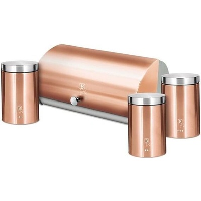 BERLINGERHAUS Chlebovka nerez se sadou 3 ks skladovacích nádob Rosegold Metallic Line BH-6730