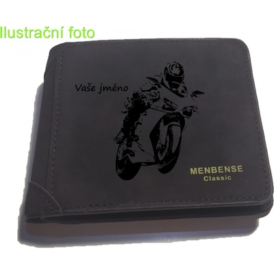 Pánská černá peněženka moto silniční jezdec s vaším jménem