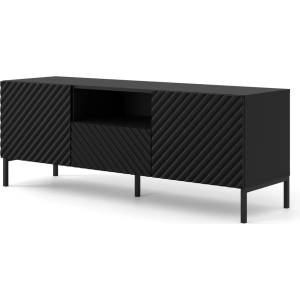 BIM Furniture ТВ шкаф SURF 2D1S 150 cm, черен мат, черни крака (SURFTVSTAN150BLEGS)
