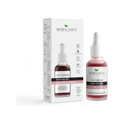BIOBALANCE СУПЕР СЕРУМ ЗА ДЪЛБОК ПИЛИНГ aha 10% + bha 2% + ЧЕРВЕНИ ВОДОРАСЛИ