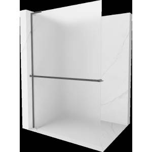 Mexen Kioto+ L Душ екран със стъклен рафт Walk-in 90 x 200 см, матирано стъкло, четкан пистолетно сиво - 800-090-123-66-30 (800-090-123-66-30)