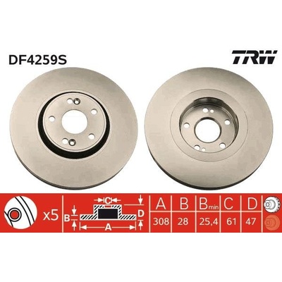 Brzdový kotúč TRW SINGLE DF4259S
