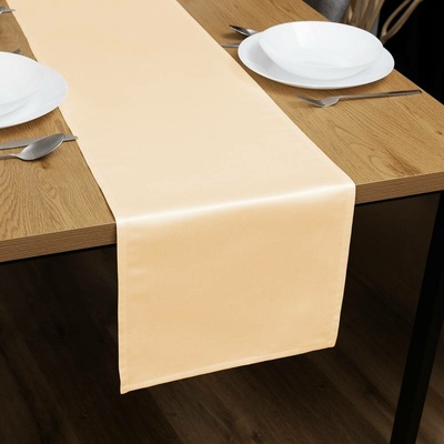 Biante satén běhoun polyesterový Satén LUX-057 Béžový 35x140 cm