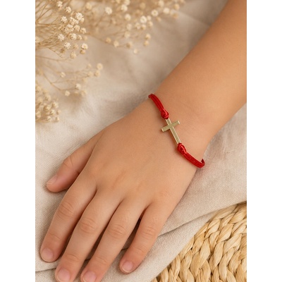 Kathryn' s Bracelets Златен Кръст за Дете с нежен Червен Конец (ДГК1)