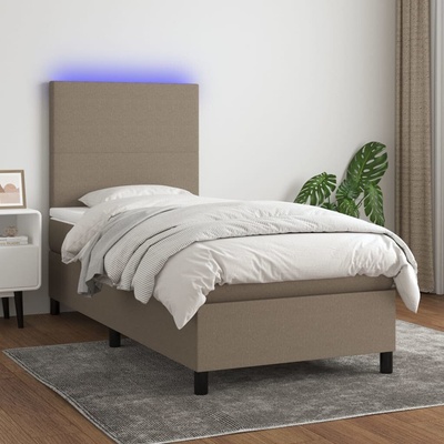 vidaXL Box spring postel s matrací a LED 3134685 textil taupe