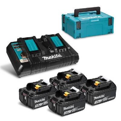 Комплект Makita - четири батерии 18V, 3Ah BL1830 и двойно зарядно DC18RD (BL1830B & DC18RD)