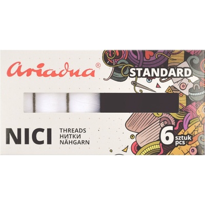 Ariadna Zostava nití Standard White&Black Talia 120/200 m - 6 farieb (bielej a čiernej)