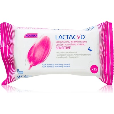 Lactacyd Sensitive кърпички за интимна хигиена 15 бр