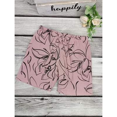 Textil EBi Kraťasy mušelín pudrové tisk